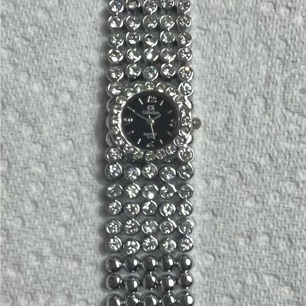 Women's Crystal-Embellished Silver Watch